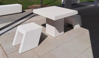 Cover image for White cement concrete element designed for urban furniture