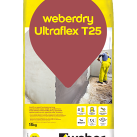 Cover image for weberdry Ultraflex T25 Waterproofing slurry for applications requiring high performance and resistance to positive and negative water pressure