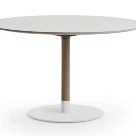 Cover image for John pillar table, Diameter 800 mm, High pressure laminate, pillar H730 in ash, metal foot D600