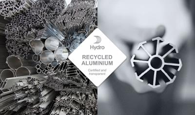 Cover image for Mill finished aluminium profile implemented with the average recycled billet produced by Hydro Extrusion Nenzing GMBH