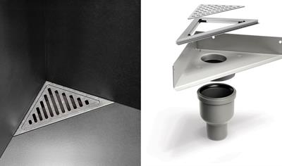 Cover image for Corner Drain Complete (Drain unit, Outlet unit, Classicline Frame and grating)