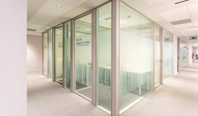 Cover image for SERIE TREBE-KUBIK. ST-420: FRAMED GLASS DOORS E:50 PARTITION WALL