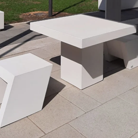Cover image for White cement concrete element designed for urban furniture