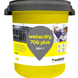 Cover image for weberdry 706 plus Polymer- bitumen modified, flexible water- proofing material