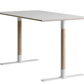 Cover image for Jim T pillar table, 1400x750 mm, High pressure laminate, pillar H730 in ash, metal foot 600 mm