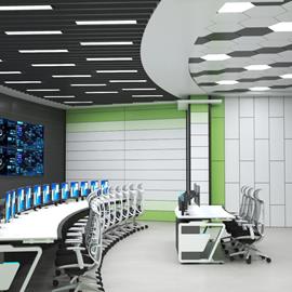 Cover image for Acoustic Modular Designer Control Room Interiors with Modular Metal Paneling/ Partition and Designer Metal Ceiling  