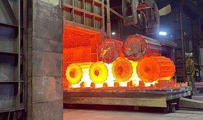 Cover image for Steel ingots produced via electric arc furnace in unalloyed and alloyed form, thermally treated
