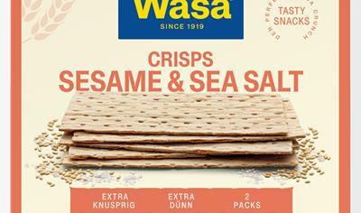 Cover image for Wasa Crisps Sesame & Sea Salt - Sesam & Havssalt - Sesame & Salt Thins