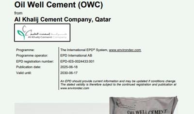 Cover image for Oil Well Cement (OWC) from Al Khalij Cement Company, Qatar
