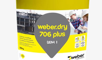 Cover image for weberdry 706 plus Polymer- bitumen modified, flexible water- proofing material