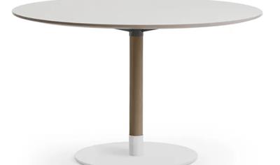 Cover image for John pillar table, Diameter 800 mm, High pressure laminate, pillar H730 in ash, metal foot D600