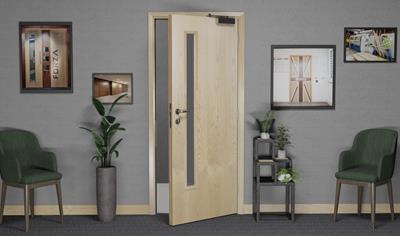 Cover image for FD60 Solid Core Glazed Timber Door 2040x926x54mm Glazed Aperture 1500x150mm