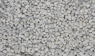 Cover image for WHITE CARRARA MARBLE PEBBLES (IN 20 AND 25 KG SACKS)