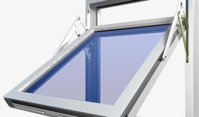 Cover image for H-Fönstret i Lysekil - Vridfönster – Fully reversible outward opening top swing window of aluminium and wood with 3-glass or 2+1 glass